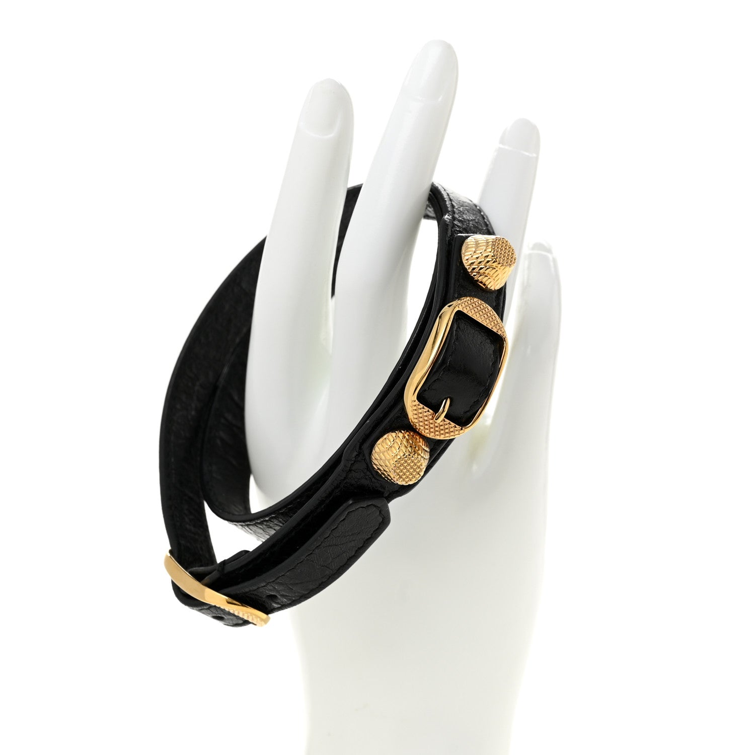 Balenciaga Agneau Giant 12 Gold Hardware Triple Tour M Bracelet Black 2 of 5