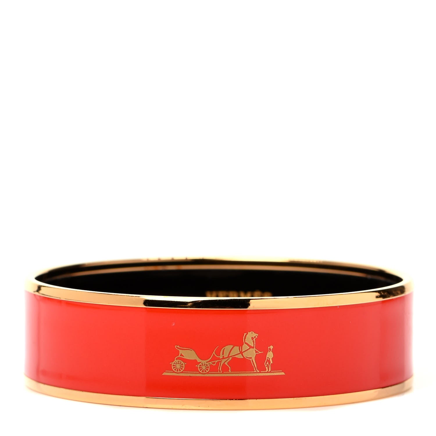 Hermes Enamel Printed Wide Caleche Bracelet 65 Capucine 1 of 5