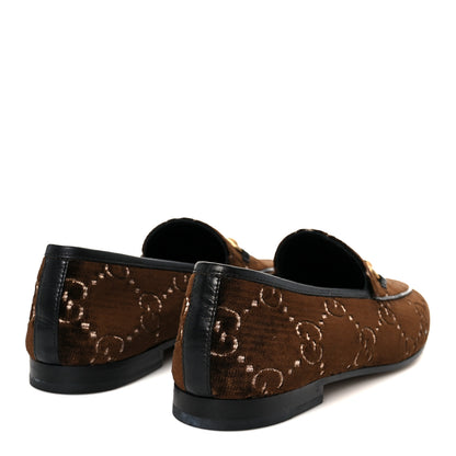 Gucci Velvet GG Monogram Horsebit Womens Jordaan Loafers 40 Brown Black 5 of 9
