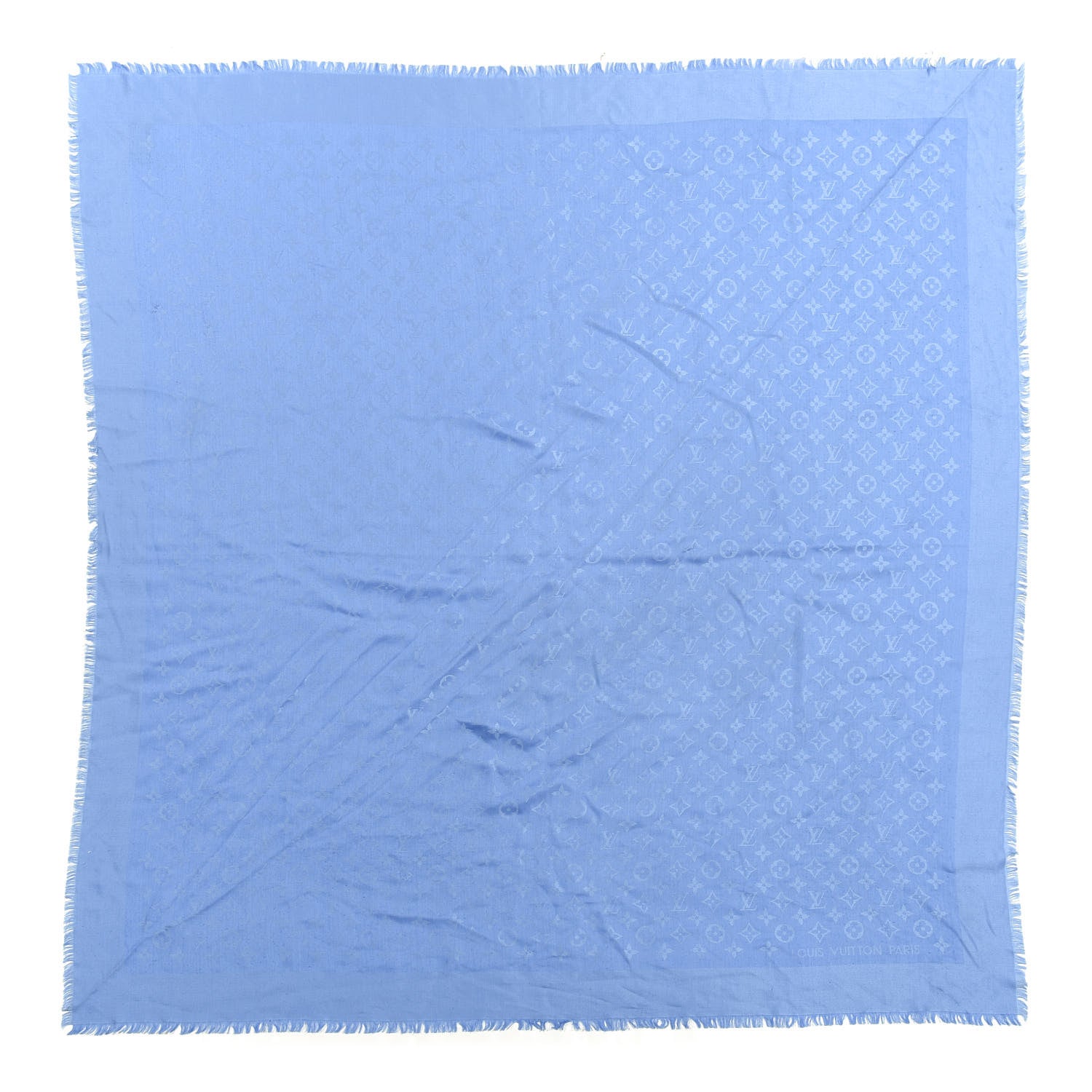 Louis Vuitton Silk Wool Monogram Shawl Blue 1 of 3