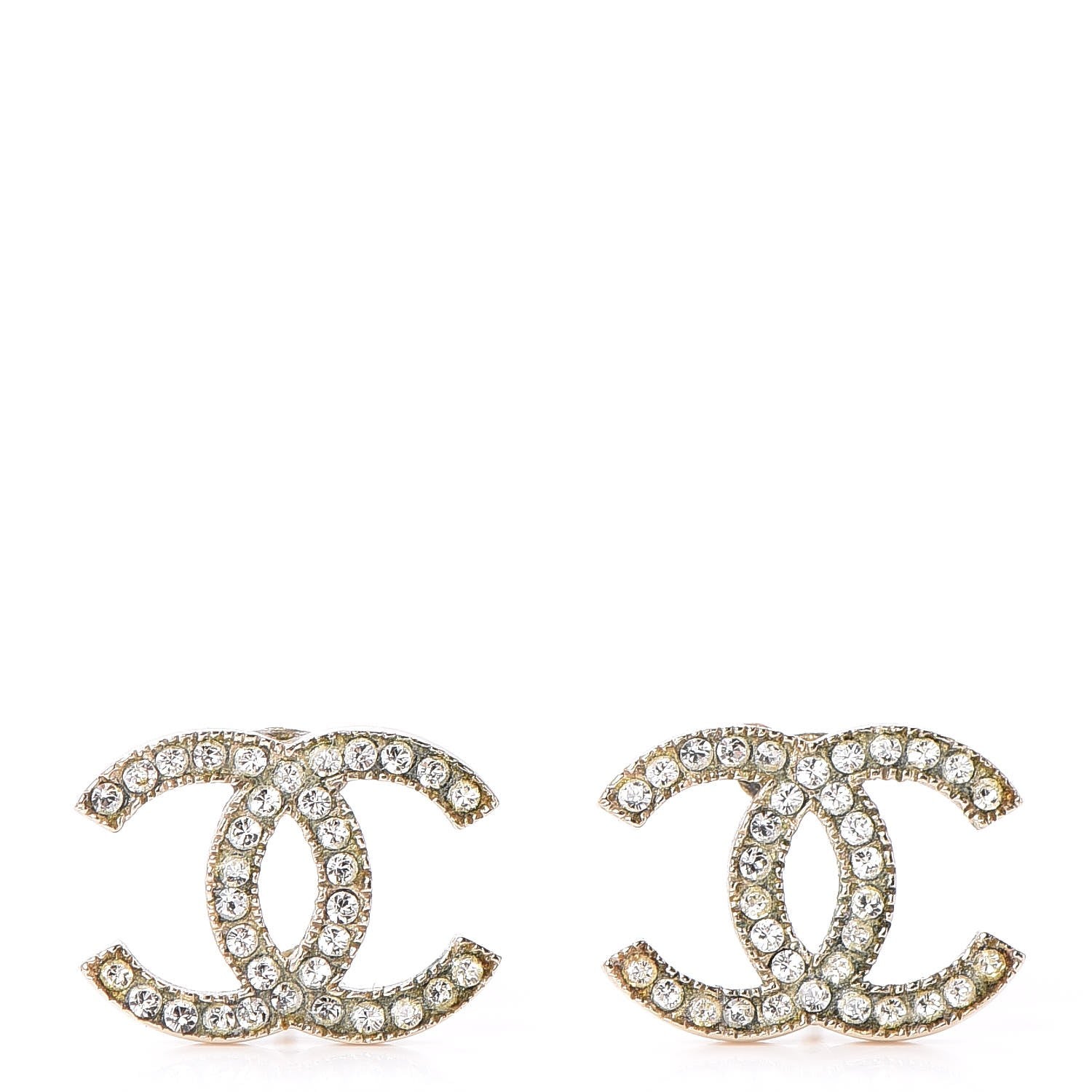 Chanel Crystal CC Earrings Gold 1 of 5
