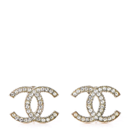 Chanel Crystal CC Earrings Gold 1 of 5