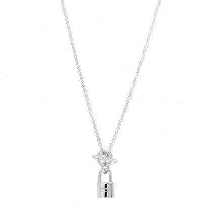 Hermes Sterling Silver Cadenas Kelly Lock Pendant Necklace 1 of 6