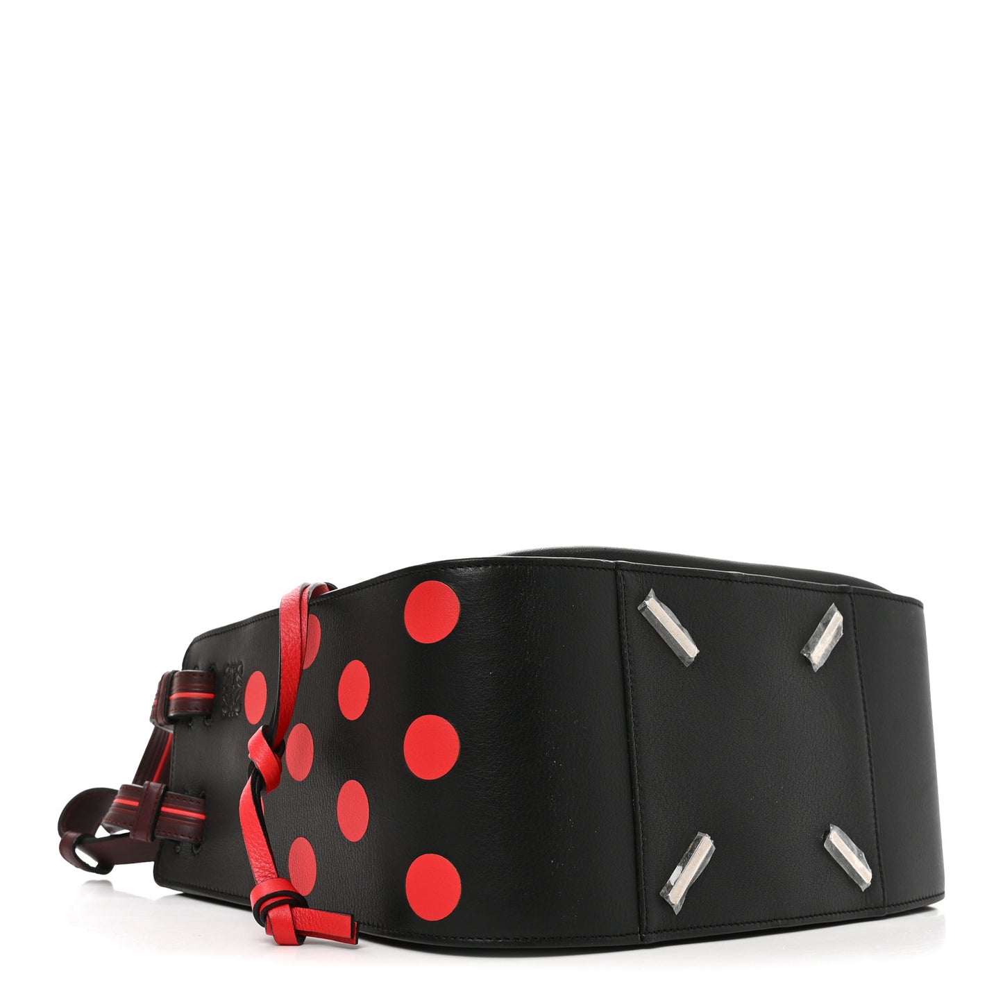 Calfskin Circle Medium Hammock Shoulder Bag Black Red