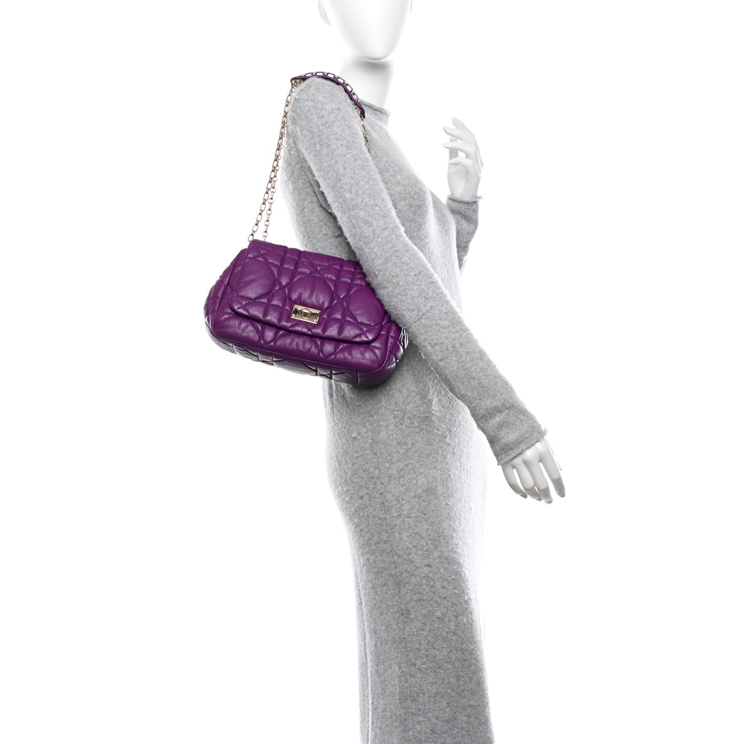 Christian Dior Lambskin Cannage Small Milly La Foret Shoulder Bag Purple 2 of 13