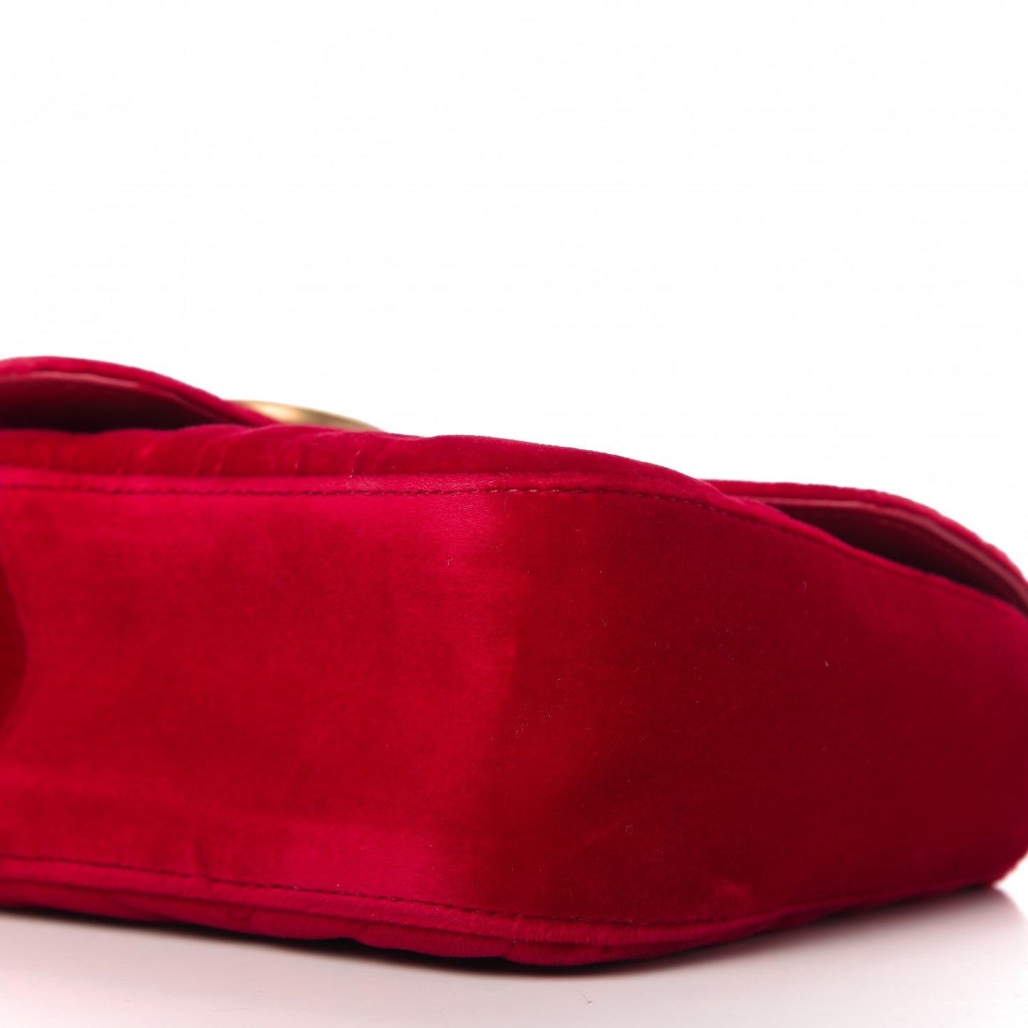 Velvet Matelasse Small GG Marmont Shoulder Bag Hibiscus Red