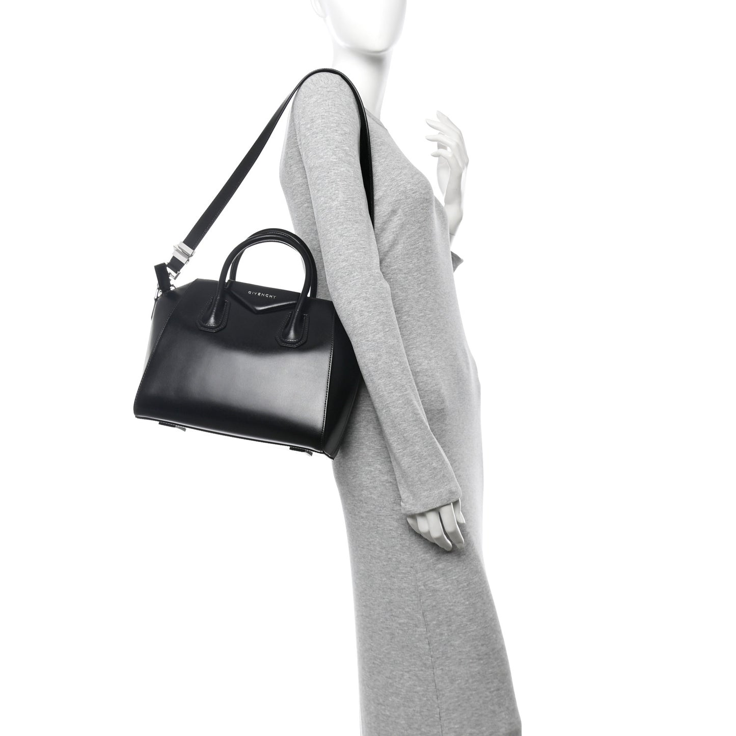 Shiny Lord Calfskin Small Antigona Black