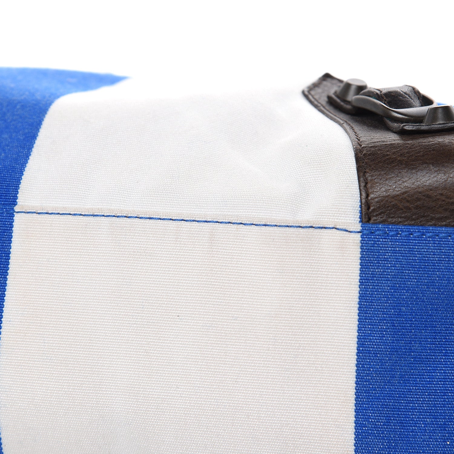 Balenciaga Agneau Canvas Striped Raye Classic Hardware City Brown Bleu White 11 of 20