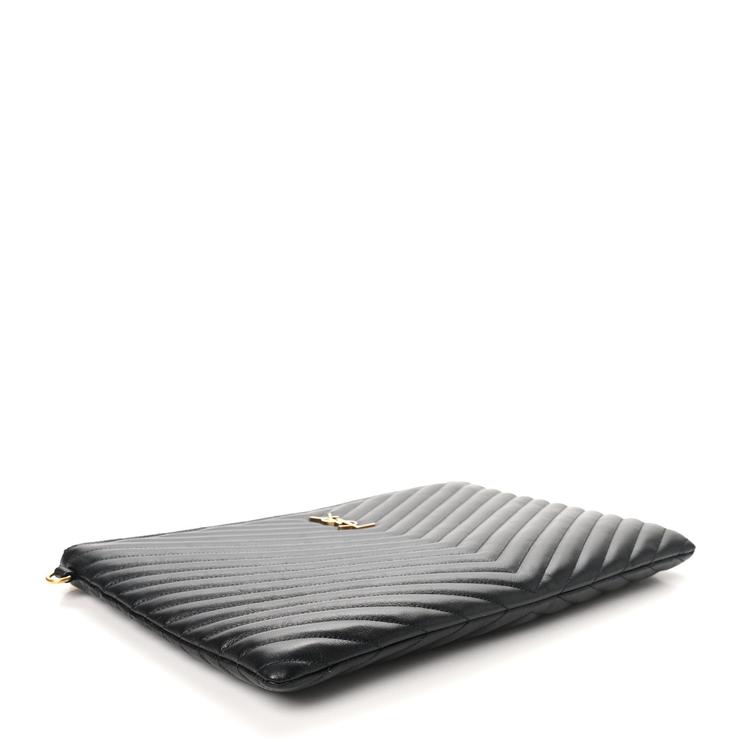 Saint Laurent Calfskin Matelasse Chevron Monogram Document Holder Black 4 of 8