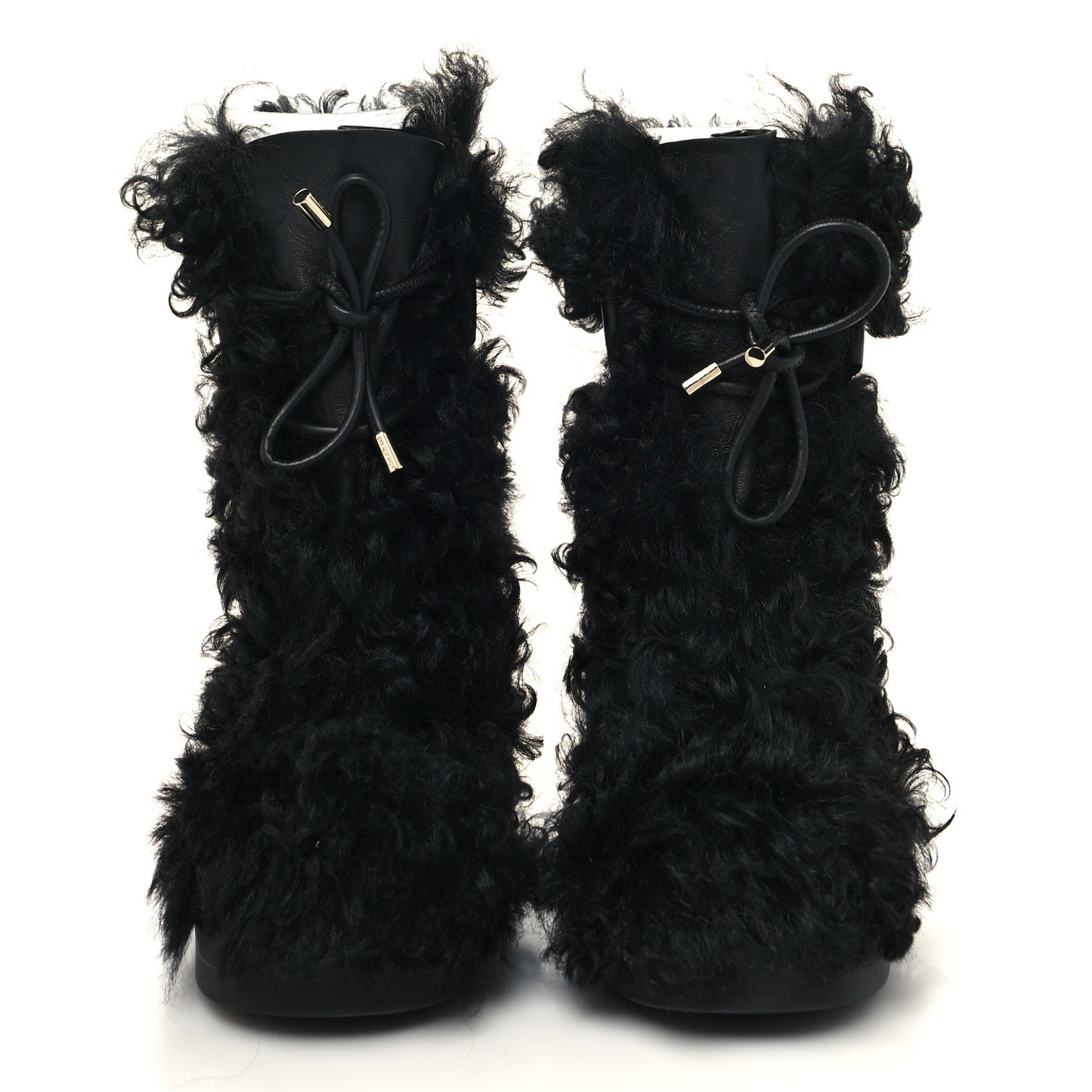 Shearling Sheepskin High Boots 38.5 Black