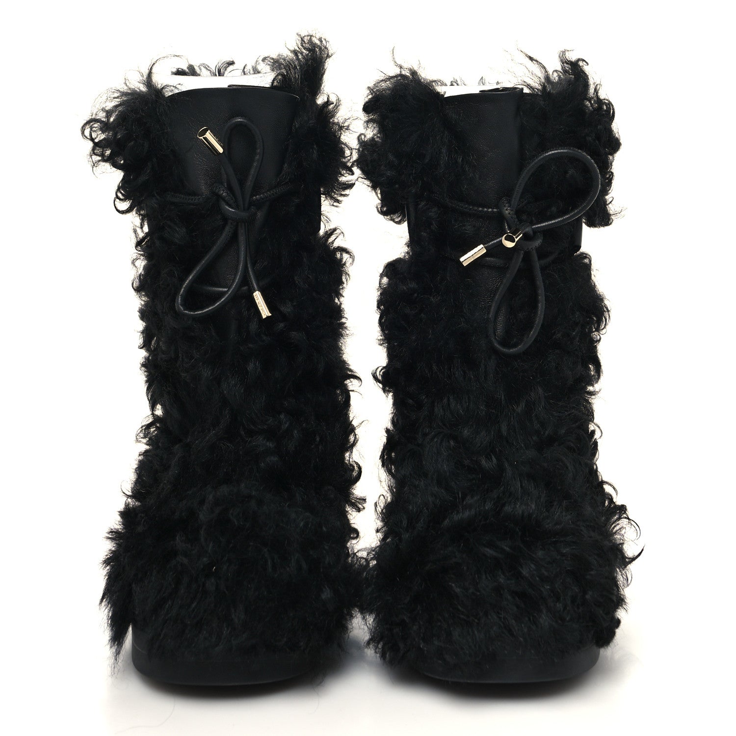 Chanel Shearling Sheepskin High Boots 38.5 Black 2 of 8