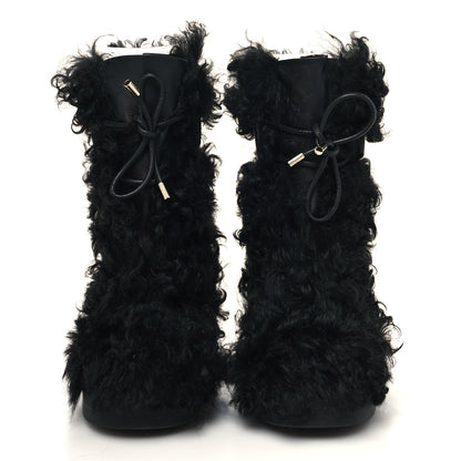 Chanel Shearling Sheepskin High Boots 38.5 Black 2 of 8