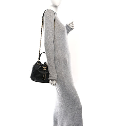 Chanel Shiny Lambskin Quilted Fashion Therapy Bucket Drawstring Bag Black 2 of 10