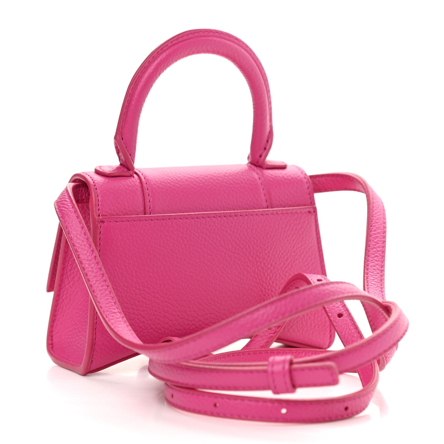 Balenciaga Grained Calfskin Tonal B Hourglass Top Handle Bag Mini Fuchsia 3 of 10