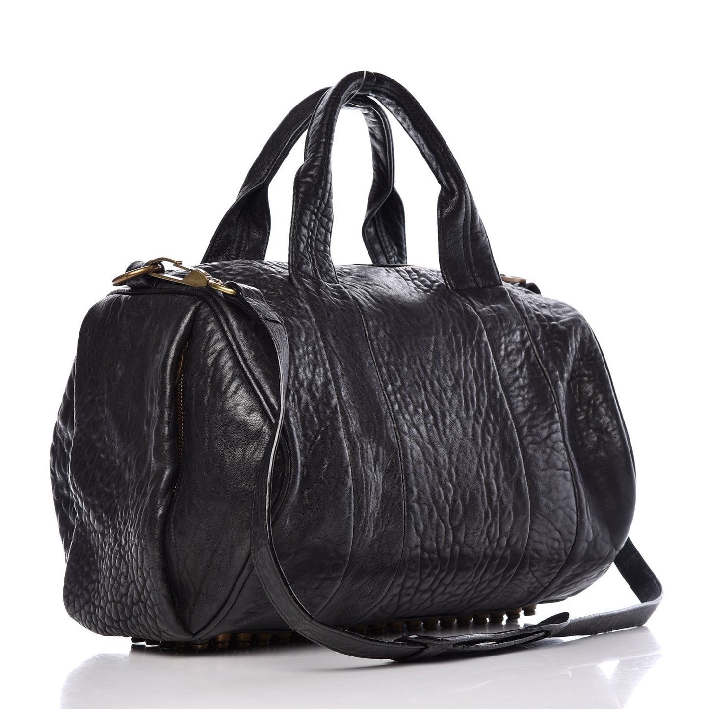 Pebbled Lambskin Rocco Black Antique Brass Hardware