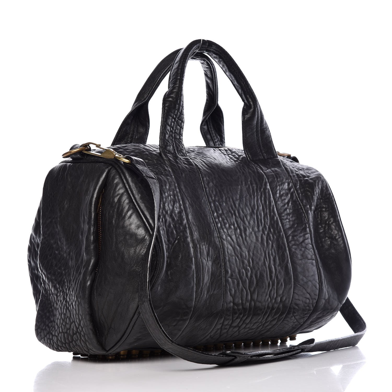 Alexander Wang Pebbled Lambskin Rocco Black Antique Brass Hardware 3 of 8