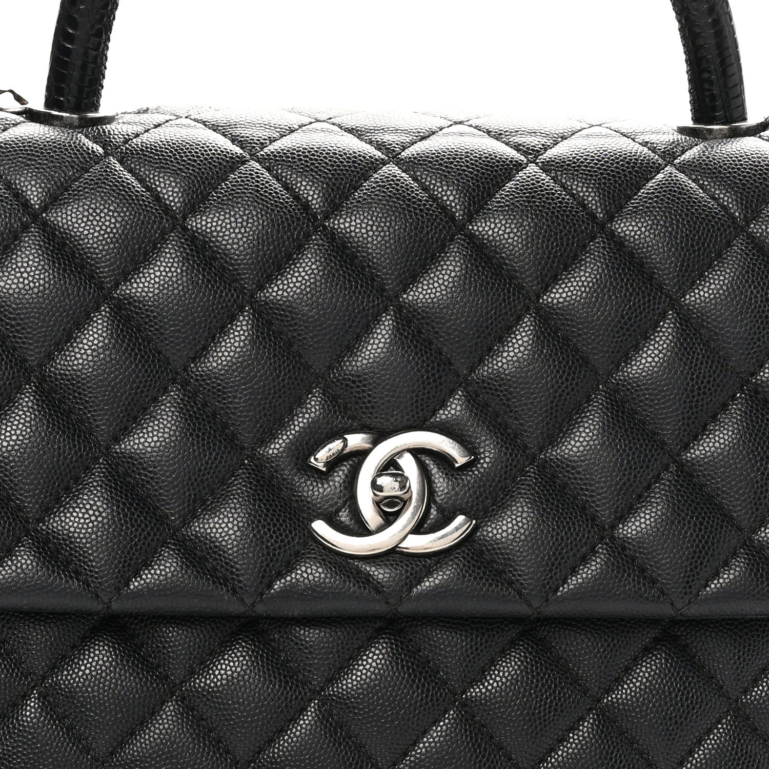 Chanel Caviar Lizard Quilted Medium Coco Handle Flap Black 8 of 10