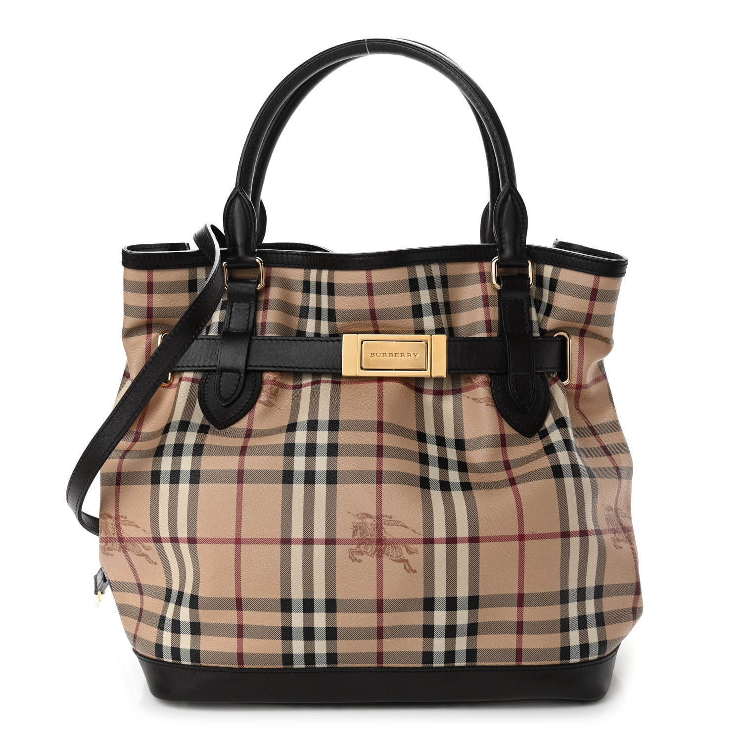 Burberry Haymarket Check Medium Golderton Tote Chocolate 1 of 9