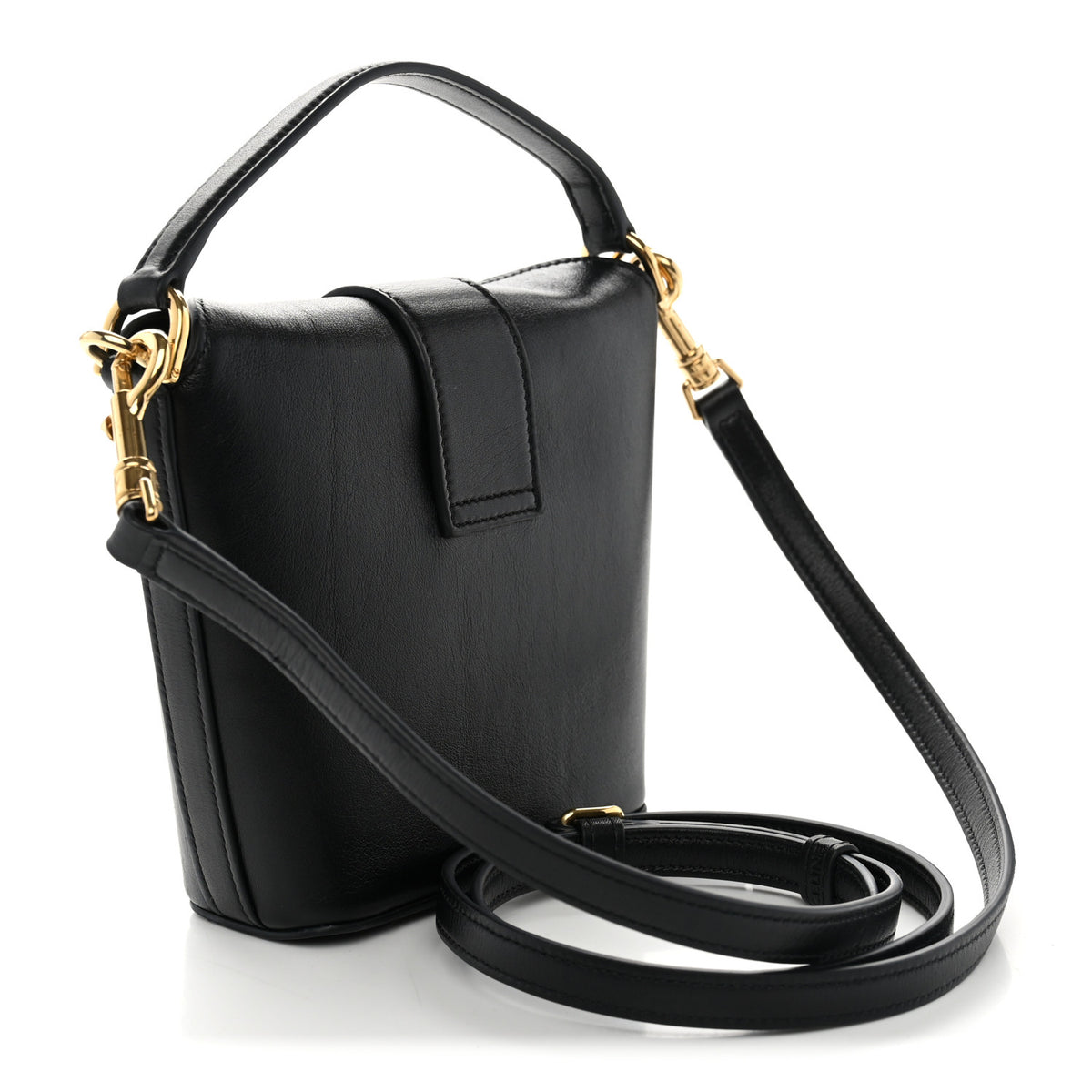 Celine Smooth Calfskin Triomphe Mini Bucket Bag Black 3 of 9