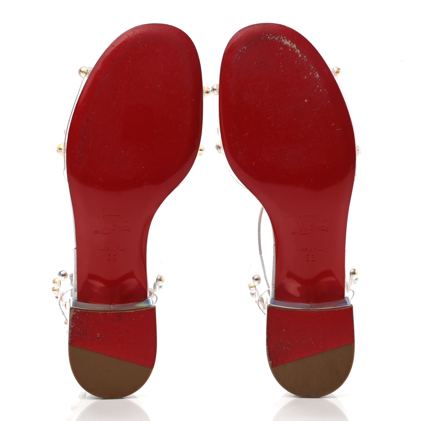 Iridescent Patent PVC Faridaravie 25 Sandals 38 Silver