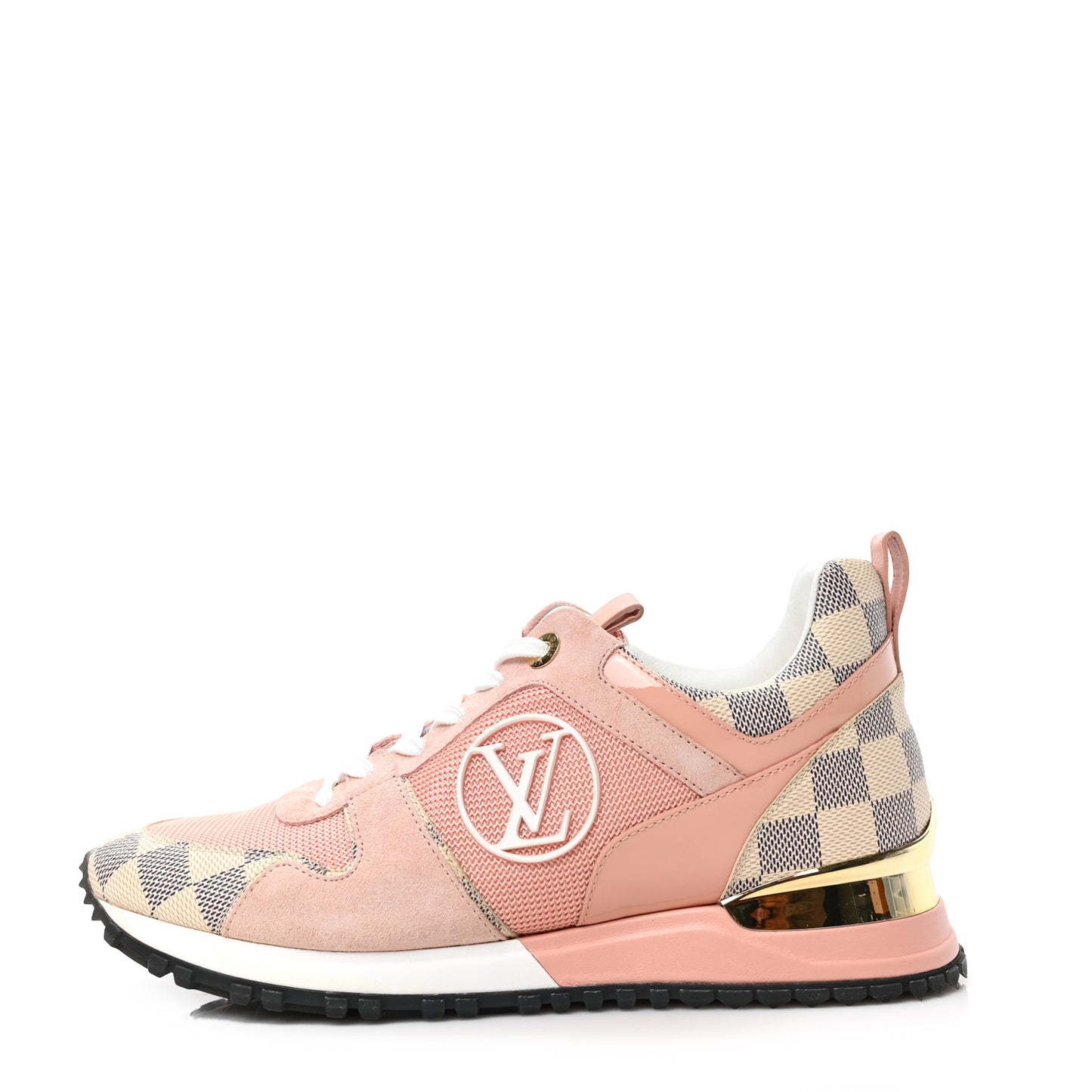 Suede Damier Azur Run Away Sneakers 38 Pink