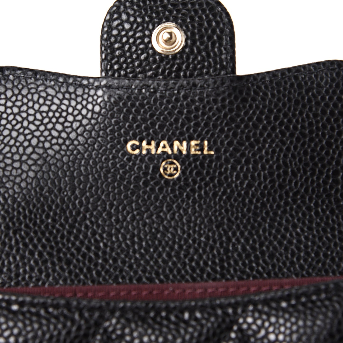 Caviar Quilted Flap Card Holder Wallet Black