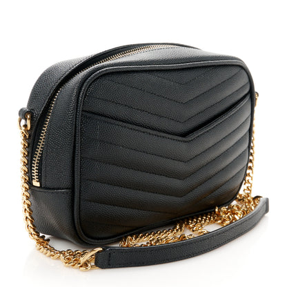 Saint Laurent Grain De Poudre Matelasse Monogram Mini Lou Camera Bag Black 3 of 11