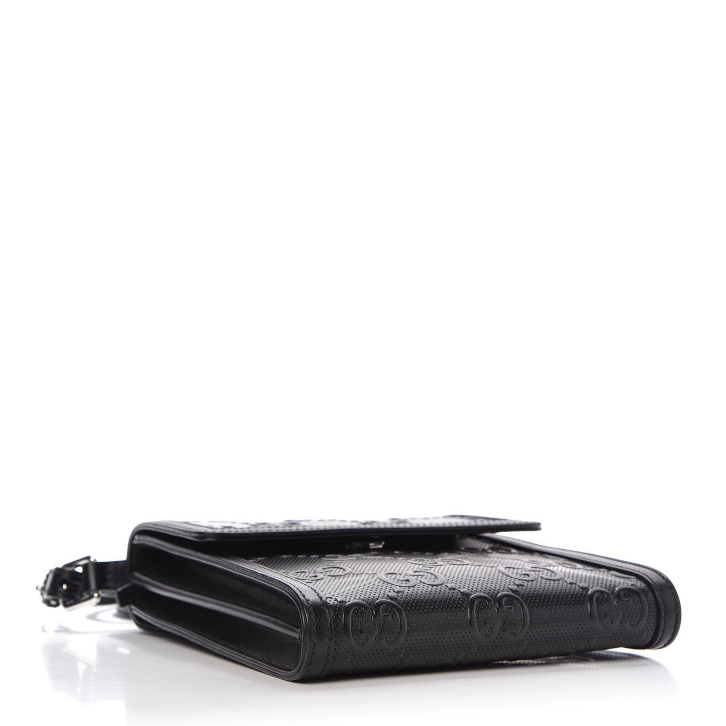 Calfskin GG Tennis Embossed Messenger Bag Black