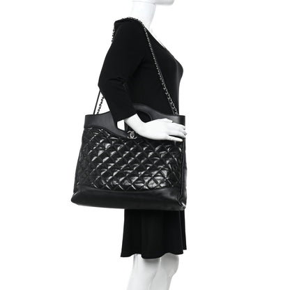 Chanel Shiny Aged Calfskin Quilted Large 31 Shopping Bag Black 2 of 11