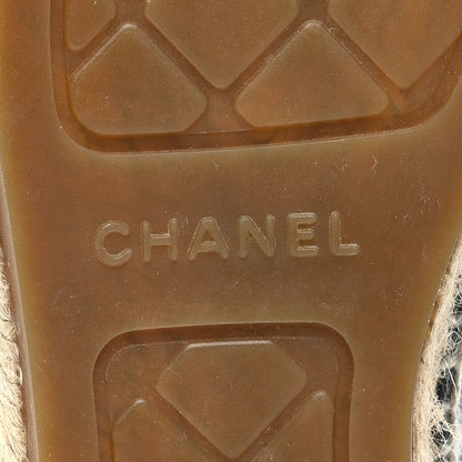 Chanel Tweed Lambskin CC Espadrilles 41 Blue Black 6 of 7