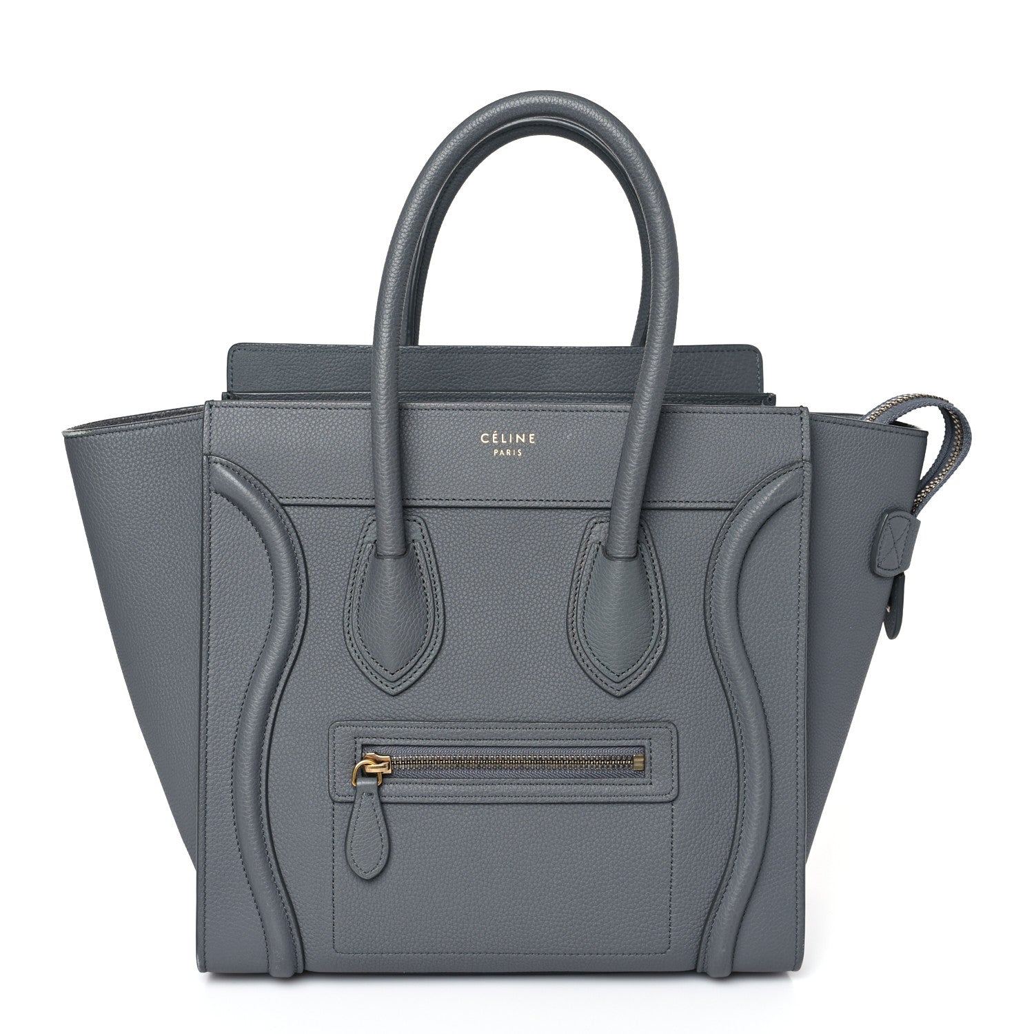 Celine Drummed Calfskin Micro Luggage Kohl 1 of 9