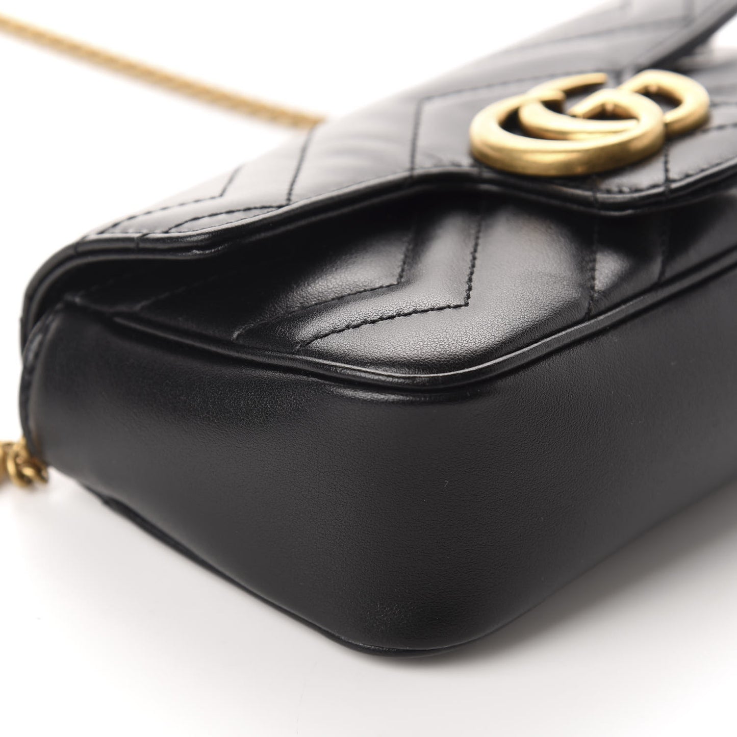 Calfskin Matelasse Super Mini GG Marmont Shoulder Bag Black