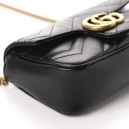 Gucci Calfskin Matelasse Super Mini GG Marmont Shoulder Bag Black 6 of 11