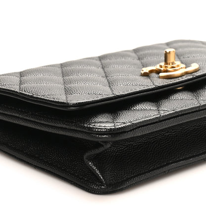 Chanel Caviar Quilted Camellia Wallet On Chain WOC Black 8 of 9
