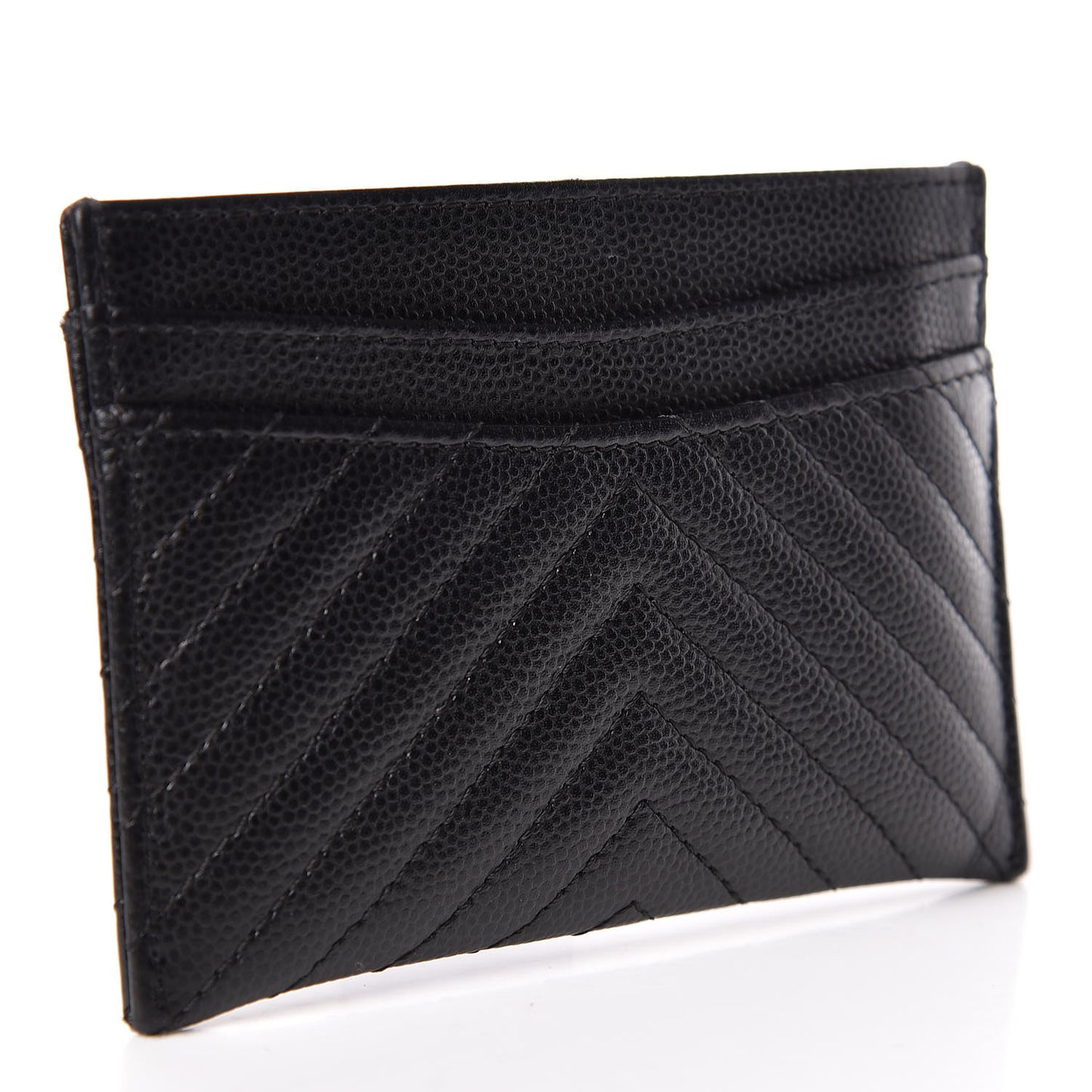 Caviar Chevron Quilted Card Holder Black