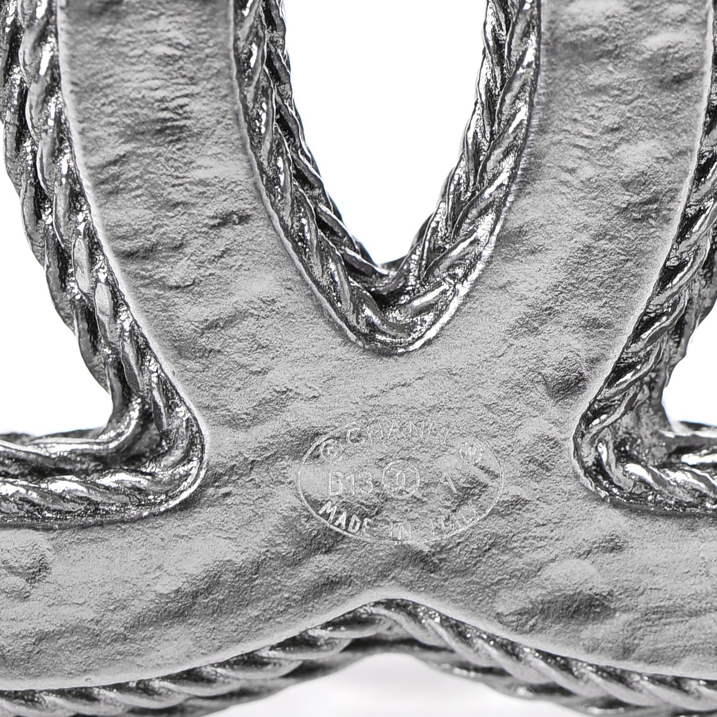 Ruthenium Tweed CC Brooch Black Multicolor