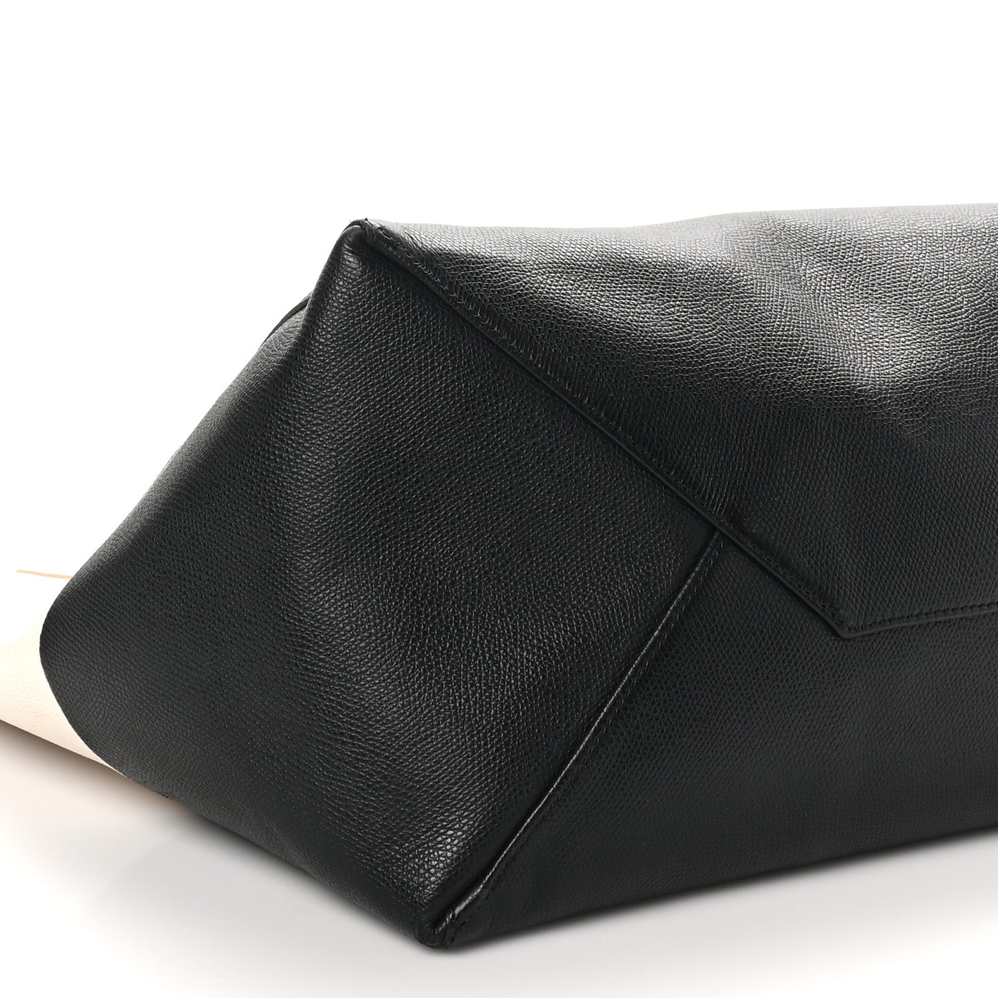 Grained Calfskin Horizontal Bi-Color Cabas White Black