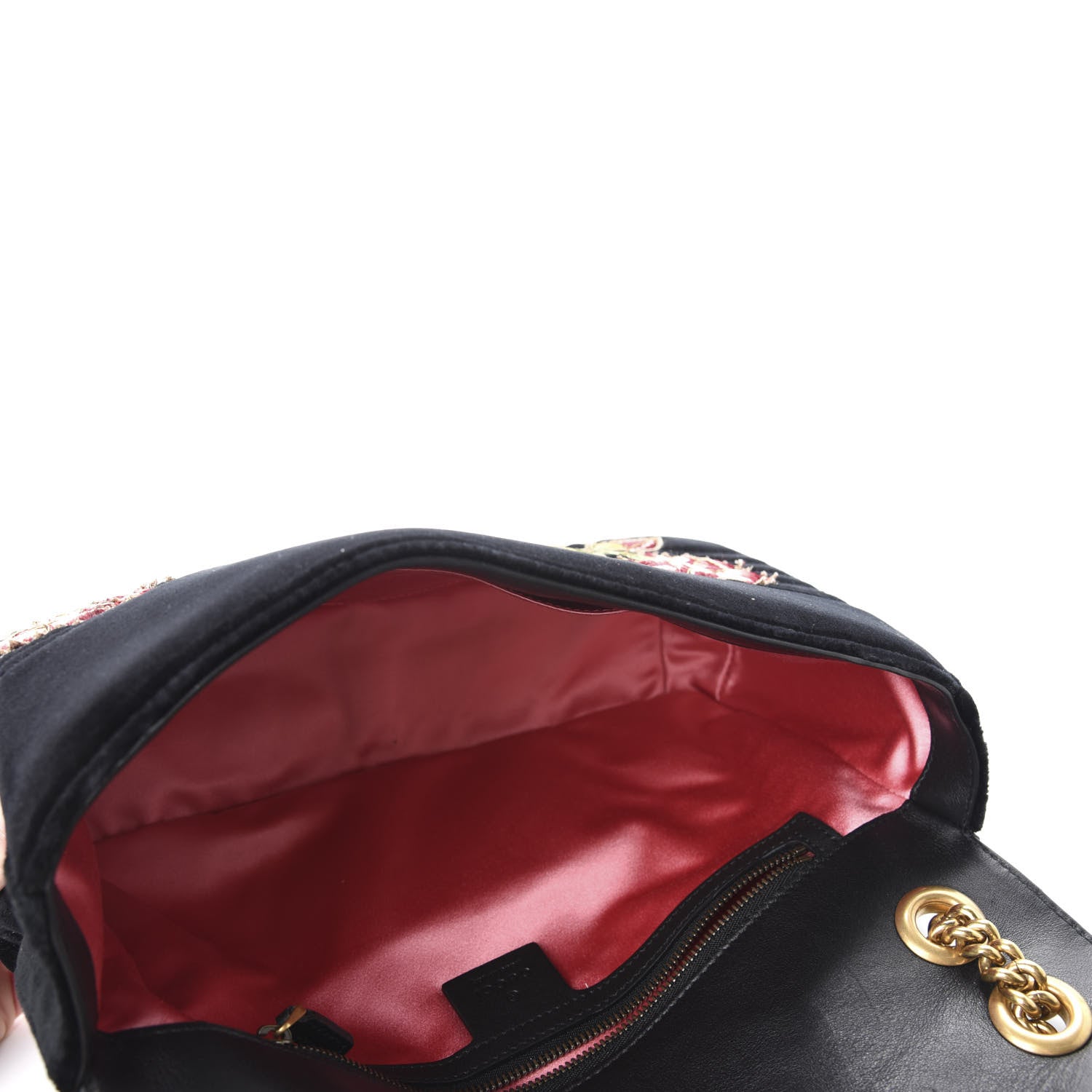 Gucci Velvet Matelasse Loved Embroidered Medium GG Marmont Shoulder Bag Black 5 of 10