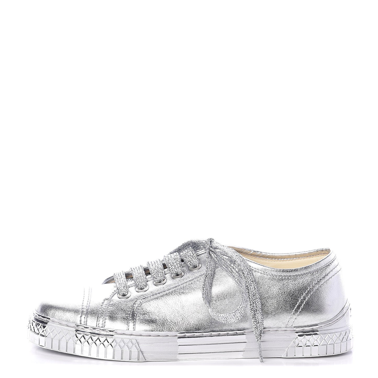 Laminated Lambskin Sneakers 39.5 Silver