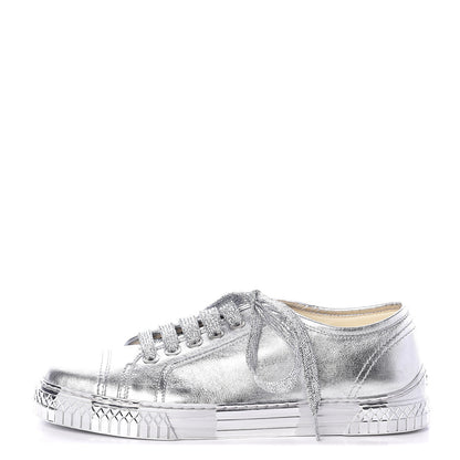 Chanel Laminated Lambskin Sneakers 39.5 Silver 1 of 7