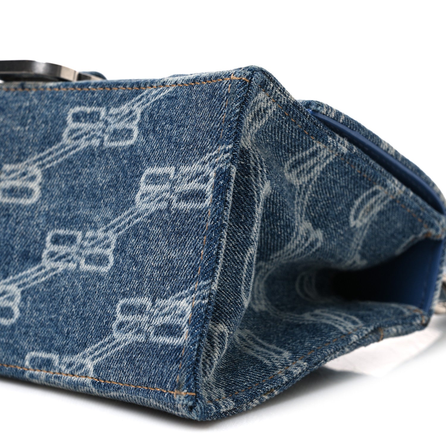 Balenciaga Denim BB Monogram Small Hourglass Top Handle Bag Blue 10 of 10