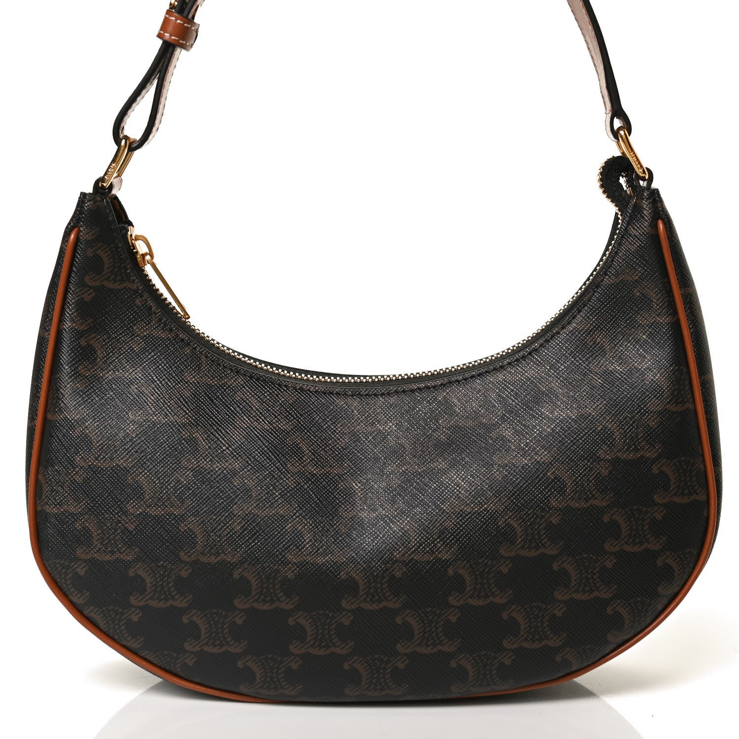 Celine Triomphe Canvas Calfskin Ava Shoulder Bag Tan 8 of 10