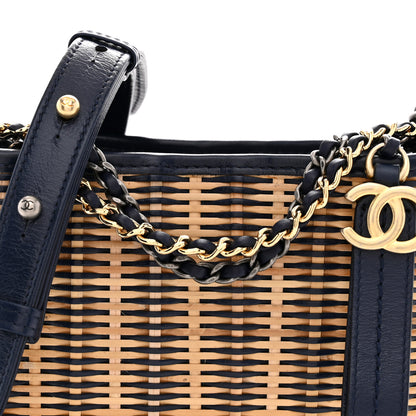 Chanel Rattan Calfskin Small Gabrielle Hobo Beige Navy 8 of 10