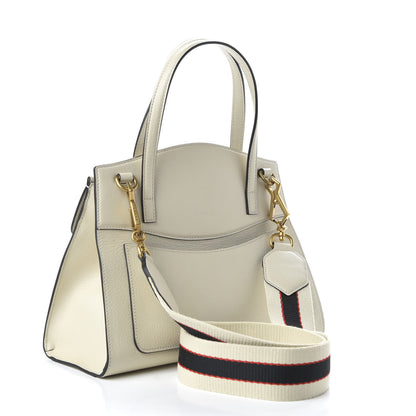 Gucci Grained Calfskin Web Stripe Butterfly Medium Totem Top Handle Bag White 4 of 11