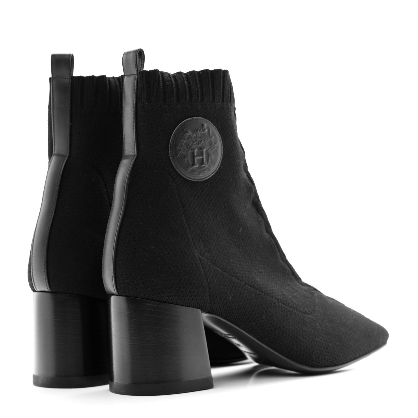 Knit Calfskin Volver 60 Ankle Boots 38 Black