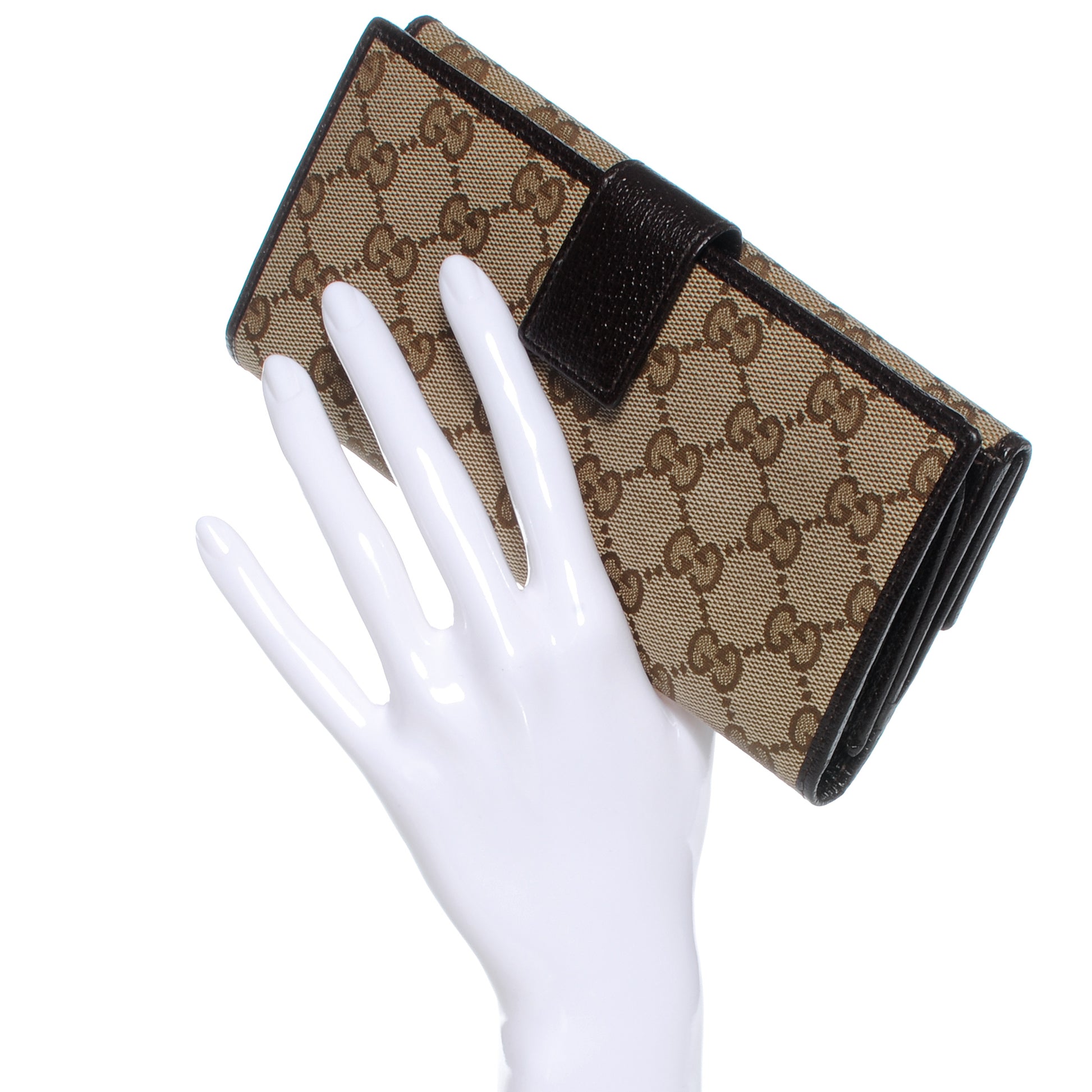 Gucci Monogram Metal Bar Continental Flap Wallet Beige Ebony Dark Brown 2 of 8