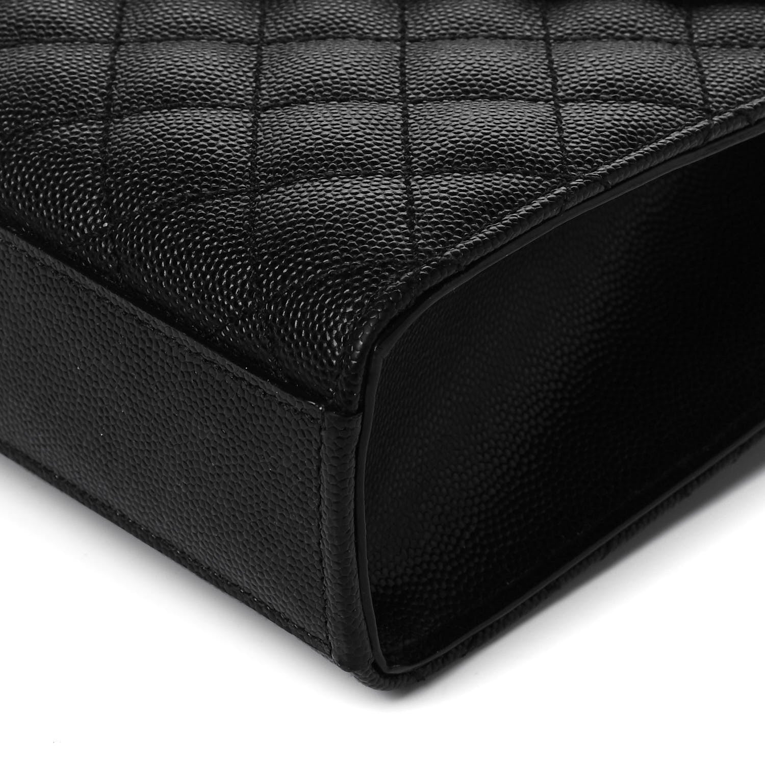 Saint Laurent Grain De Poudre Textured Mixed Matelasse Triquilt Medium Monogram Satchel Black 8 of 8