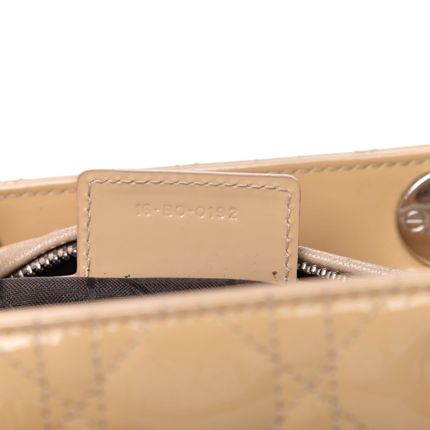 Patent Cannage Medium Lady Dior Beige