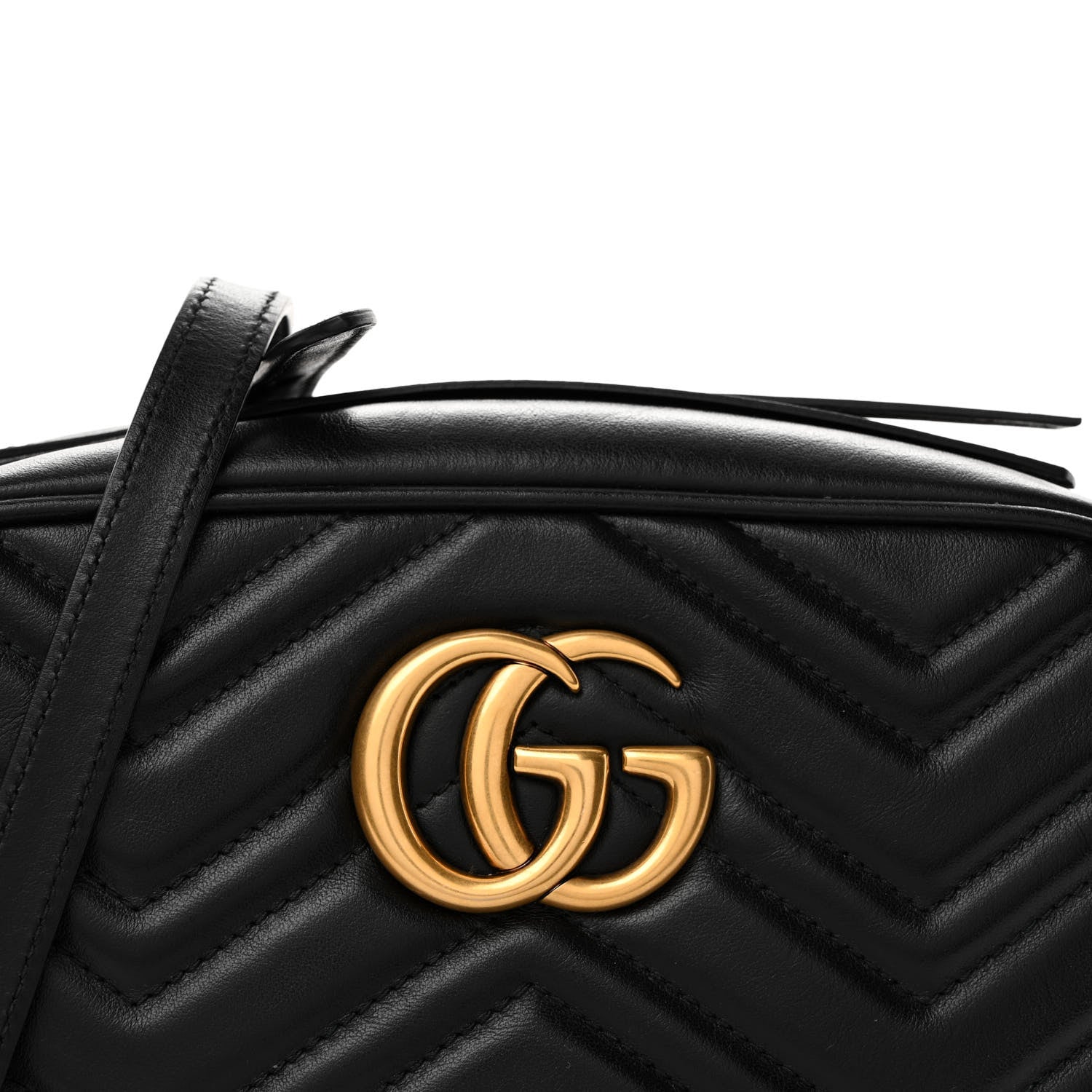 Gucci Calfskin Matelasse Small GG Marmont Chain Shoulder Bag Black 8 of 10