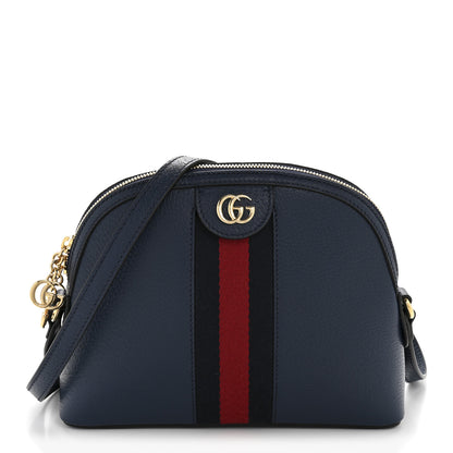 Gucci Textured Dollar Calfskin Web Small Ophidia Dome Shoulder Bag Blue Agata 1 of 11